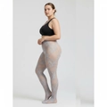 Detail of grey vintage floral lace pattern and fine mesh texture on sheer tights - Floral Mesh Style / Gray