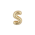 Balloon style gold 3D initial S pendant for DIY bracelet, polished metal finish - Letter S / Gold