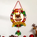 DIY Christmas felt wreath with reindeer design and LED lights for festive holiday wall decor - Christmas Reindeer (With Lights)