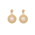 Vintage heart-shaped pearl earrings with twisted golden metal frame for women - Wavy Relief Disk Style (7#)