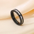 Ring aus Edelstahl in Silber und Schwarz mit griechischem Muster und kleinem Kristall - US 5 / Schwarz-Silber Griechisches Muster Stil (KR48807-K)