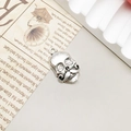 Gothic skull pendant in vintage silver alloy with an antique finish for jewelry making - Halloween Antique Silver Skull (19x37mm)