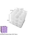 Stampo in silicone bianco per candele a bolle con esempio di candela viola realizzata - Cubo di Sfere - Grande / Bianco Semitrasparente