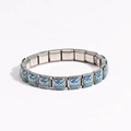 Elastic stainless steel bracelet with blue enamel wave and bird charms for women and men - Wave and Flying Bird Pattern (Style 24)