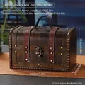 Vintage brown wooden jewelry storage box with leather straps and metal latch - Double Strap Decorative Handle Style (No Lock) / Coconut Brown