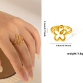 Elegant gold titanium steel flower ring with detailed size and weight specifications - Gold 18