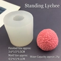Detalle del molde de silicona de lichi y vela rosa terminada con dimensiones - Molde de Lichi de Pie