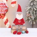 Plush Christmas Santa Claus doll with red and gray knit hat in 55cm height seated display - Sitting Santa
