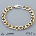 Bracciale da uomo 9mm bicolore oro e argento in acciaio inossidabile, lungo 210mm - Catena Cubana Bicolore (KB207760-Z)