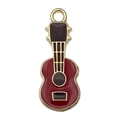 Guitar pendant charm in red and black enamel with gold metal finish for DIY jewelry - Red Guitar