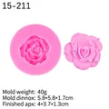 Pink 3D rose silicone mold for candle making and cake decoration with floral sample - 3# Pink 15-211