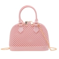 Pink PVC jelly shell bag for kids with beaded texture and gold chain strap - Pink