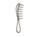 Silver wide-tooth comb with ergonomic curved handle and metallic finish for long hair - Silver