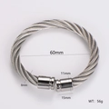 Detailed view of stainless steel cable bangle with 60mm diameter and 8mm width - Steel