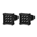 Square black titanium steel stud earrings featuring a nine-stone matrix zircon inlay - Style C-Square Cluster Inlay / Black