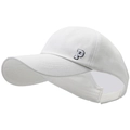 Adjustable white ponytail baseball cap featuring embroidered P letter and cotton texture - White
