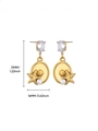 Gold ocean themed starfish and shell drop earrings with pearl and zircon accents - Gold Starfish Shell Pearl Drop Earrings(5683)