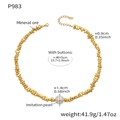 Dettaglio della collana con perle dorate irregolari, perla da 1,4 cm e specifiche misure - Oro