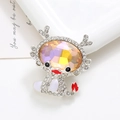 Macro shot of rhinestone-encrusted dragon charm with a large multi-faceted iridescent gem - Silver Base Champagne (D2271)