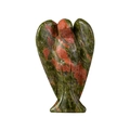 Unakite guardian angel statue with natural green and red crystal stone carvings - Unakite