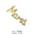 Golden Mama letter pendant with zircon inlay 18x40mm size for DIY jewelry making - Mama Clear Zirconia Pendant