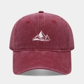 Vintage washed burgundy baseball cap with white mountain embroidery for outdoor casual wear - Burgundy