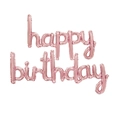 Pink foil balloon letters forming Happy Birthday phrase with metallic luster finish - happy birthday-Rose Gold Balloon