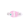 Pink handmade glass fish bead with white wave patterns for DIY jewelry making - Light Pink (Double Hole 3#)
