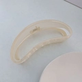 French style beige mesh bubble pearl hair claw clip in transparent plastic finish - Large Crescent Beige