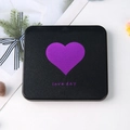 Miroir de poche noir pliable avec motif cœur violet et texte Love Day élégant - Cœur Rouge
