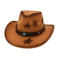 Cappello da cowboy color cammello con stelle marroni e fascia in cuoio e turchese - Fascia Turchese a Rombo (M Stella di Pesca) / Cammello