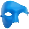 Bright blue phantom opera half face mask for masquerade parties with elastic strap - Sky Blue