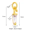 Miniature gold plated copper umbrella pendant with clear cubic zirconia inlay design - L75 Umbrella / Gold