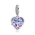 Silver tree of life heart charm with blue-purple gradient stone and crystals - DUT280-Z Heart Tree of Life