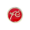 Red enamel round bead with golden abstract pattern for DIY bracelet jewelry making - Faith / Red