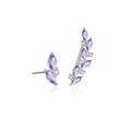 Asymmetric 925 silver stud earrings with purple marquise zircon and branch design - White Gold (Purple Zircon)