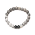 Detailed view of the universe planet natural stone beads bracelet on white background - Moon