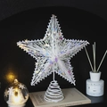 Sparkling white star tree topper with iridescent sequins and spiral base on a dark background - 25*30cm / White Large Sequin Star (No Light)