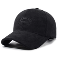 Berretto da baseball in velluto a coste nero con ricamo Homer e visiera curva unisex - Regolabile / Nero con ricamo nero