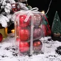 12er-Set rote Weihnachtsbaumkugeln in Geschenkbox mit weißer Schleife dekoriert - 6cm/12 Stk / Rotbraun
