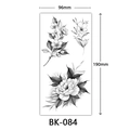 Sketch rose and flower black and white temporary tattoo sticker 96x190mm BK-084 - BK-084 / 96*190mm