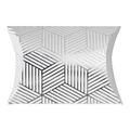 Pillow-shaped wedding favor box with silver metallic geometric 3D cube patterns - Silver Foil Stripes (Naked Box)