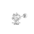 Silver star-shaped copper stud earrings with sparkling cubic zirconia and 0.75cm width - Silver Star Style (916-5#)
