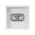 Cadre boîte blanc moderne pour ranger les billets de cinéma et souvenirs de voyage - Style Texte (Admit One) / 15x15cm / Blanc