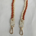 Verstellbarer gewebter Schultergurt in Orange und Creme mit goldfarbenem Verschluss - Langer Stil / Braun