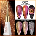 Reflective cat eye nail polish 002 with sparkling purple gold glitter effect in 10ml bottle - LC Magic Galaxy Cat Eye 02