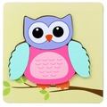 Colorful owl wooden peg puzzle for toddlers, early education enlightenment toy for kids - Jm 3d - Yellow Owl