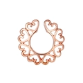 Rose gold non-pierced heart nipple ring with hollow filigree design on white background - 1 Piece / Rose Gold