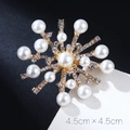 Elegant gold snowflake brooch with white pearls and sparkling rhinestones 4.5cm - xz4416 Snowflake Pearl