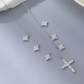 Halskette aus 925er Sterlingsilber mit funkelnden Zirkonsternen und Kreuzanhänger - Kreuz Stern Halskette (KN1010922-A)